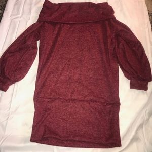 Red Cowl Neck Sweater Dress